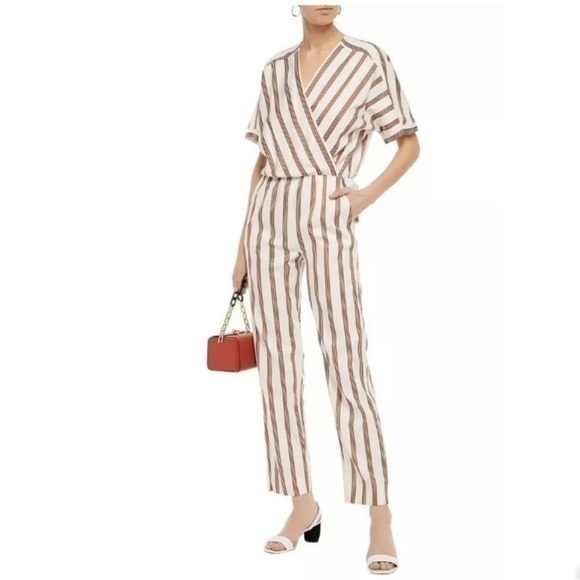 MAJE Pieni wrap-effect striped jumpsuit - Picture 1 of 8